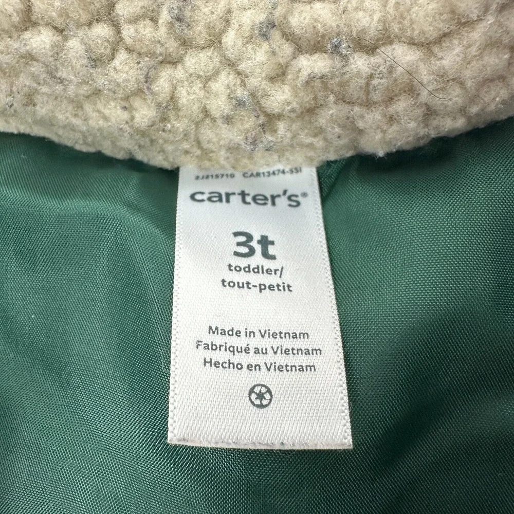 Carters Kids 3T Puffer Vest - Green Vest Navy‎ Coruroy Top-Full Zip w/ Pockets